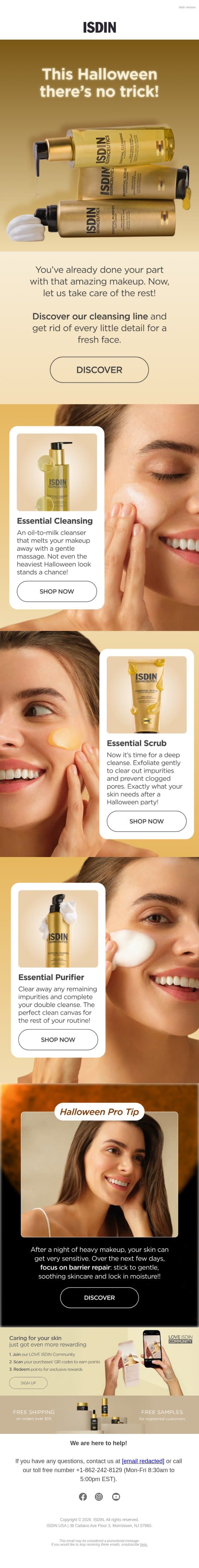 After the party, reset your skin ✨ email from ISDIN screenshot