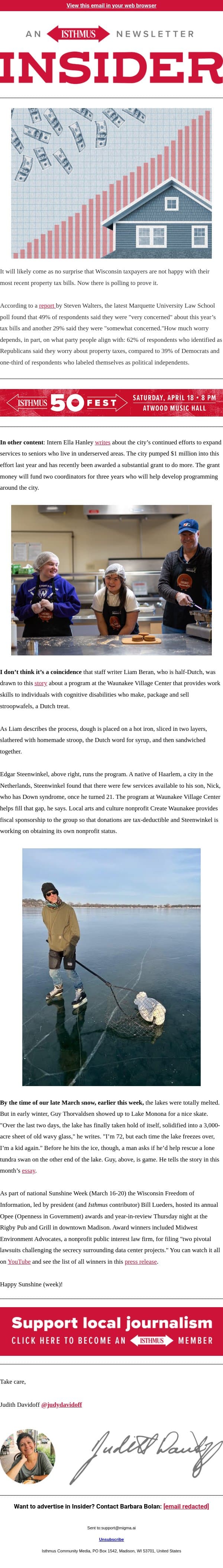 Bah humbug! Property tax bills are making people unhappy email from Isthmus screenshot