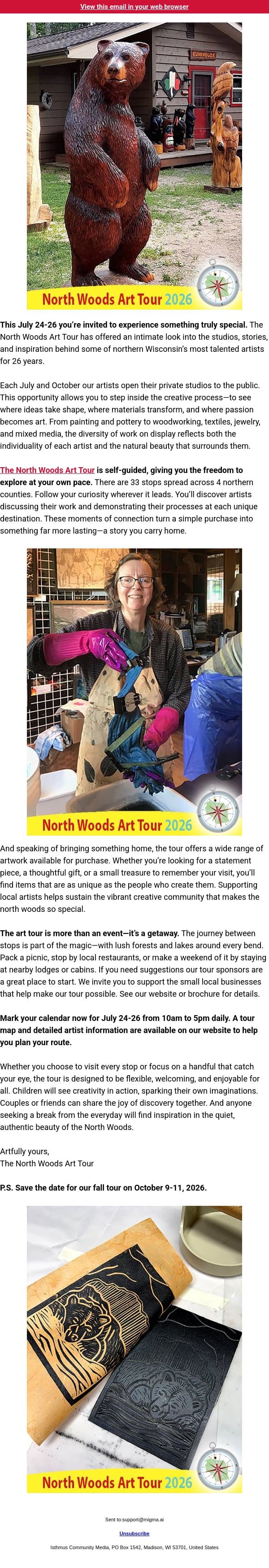 SPONSORED | An artist's story at every stop email from Isthmus screenshot