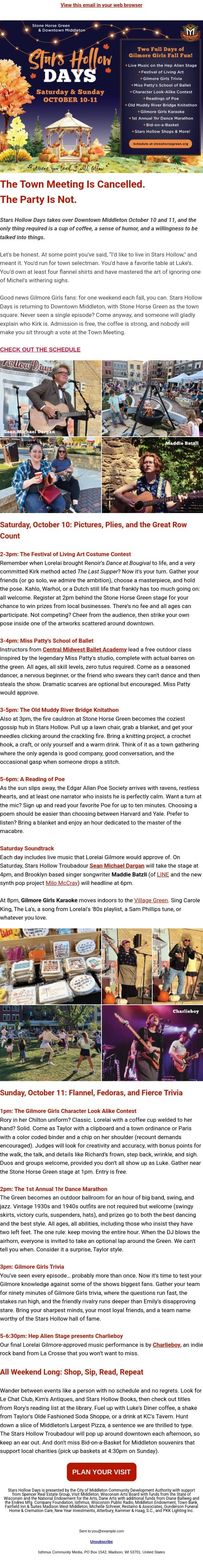SPONSORED | Costumes, Coffee, and Concerts: Middleton Becomes Stars Hollow email from Isthmus screenshot