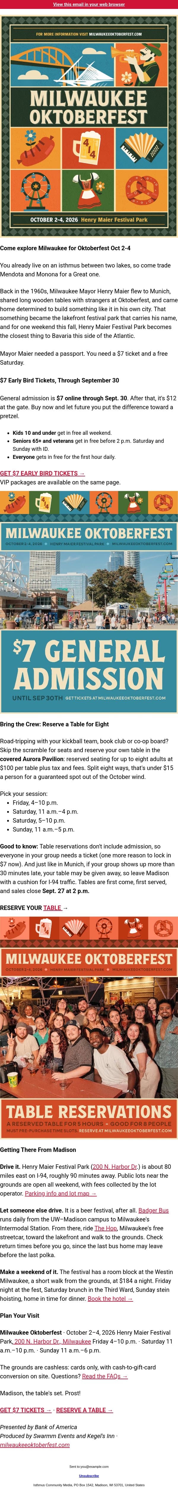SPONSORED | Your $7 ticket to Bavaria is 80 miles east email from Isthmus screenshot