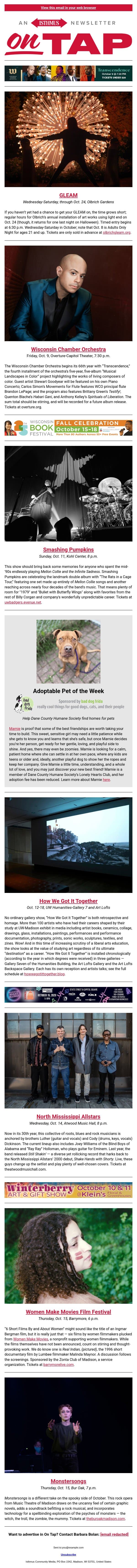 Shakedown 1979, cool kids never have the time + more events in and around Madison Oct. 8-15, 2026 email from Isthmus screenshot