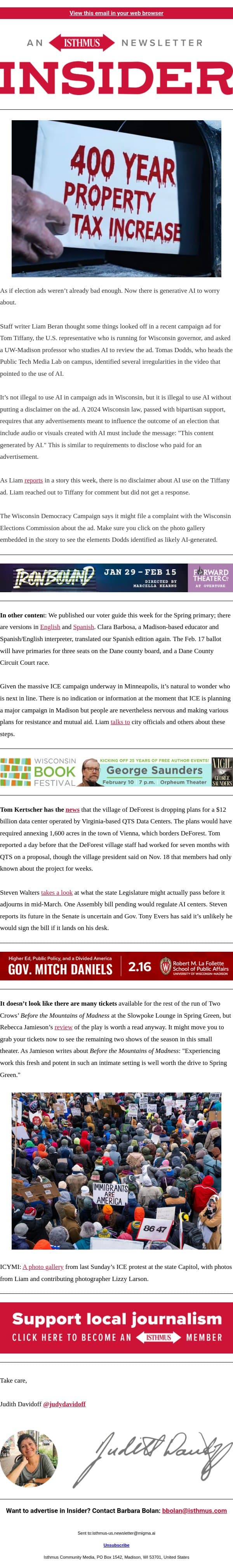 Election season is here, AI-generated ads and all email from Isthmus screenshot
