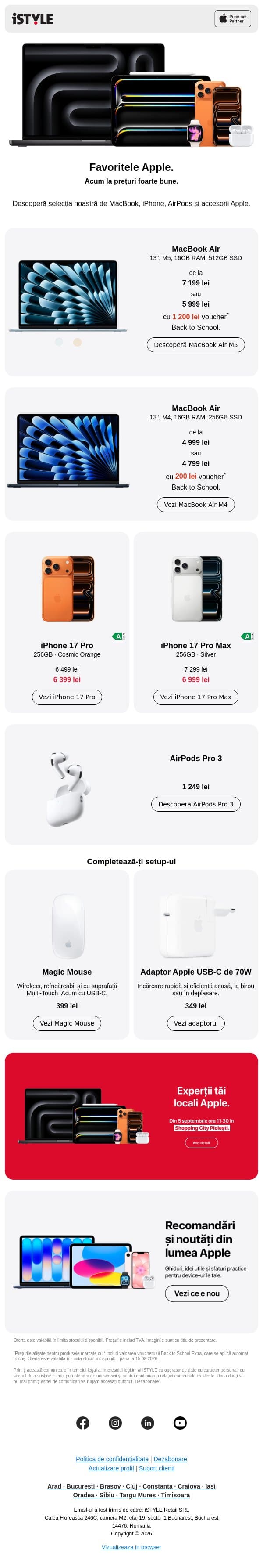 Favoritele Apple, acum la prețuri foarte bune email from iSTYLE screenshot