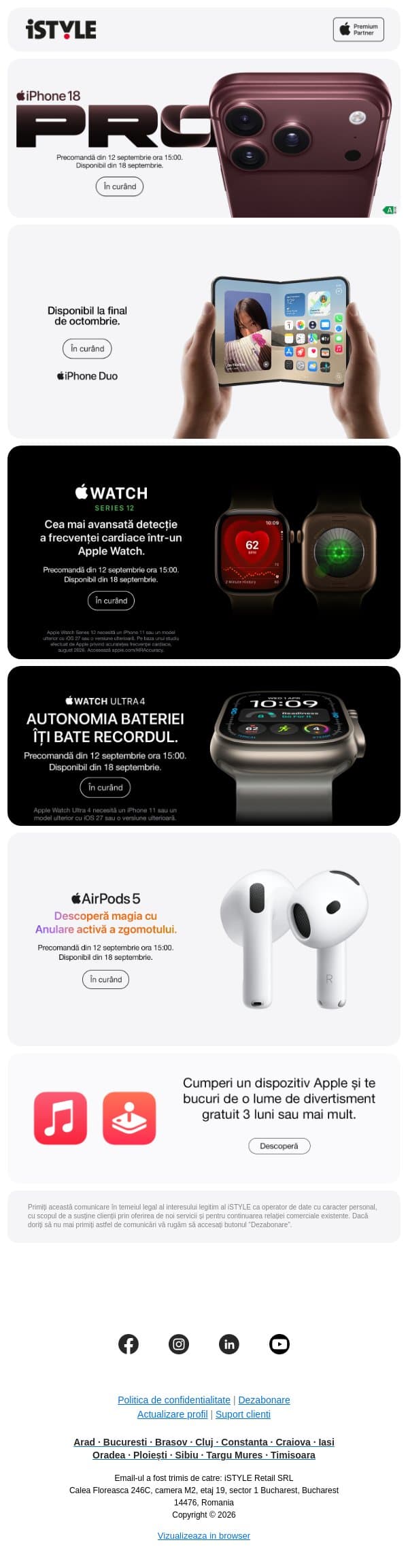 iPhone Duo, iPhone 18 Pro și alte noutăți!🚀 email from iSTYLE screenshot
