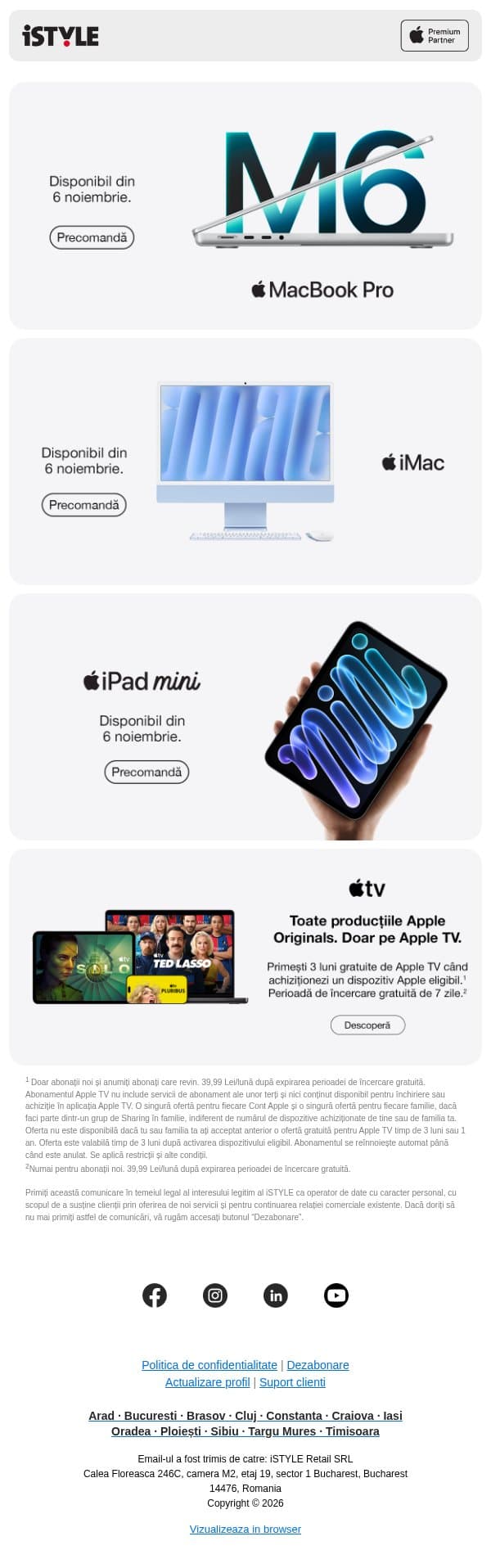Precomandă acum noutățile Apple email from iSTYLE screenshot