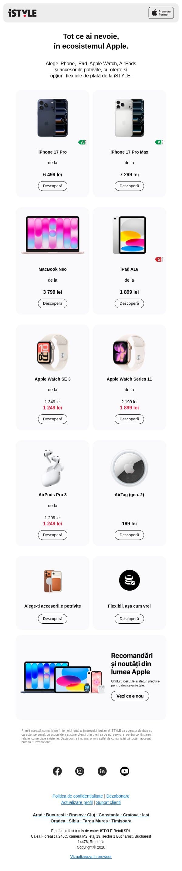Tot ce ai nevoie, în ecosistemul Apple email from iSTYLE screenshot