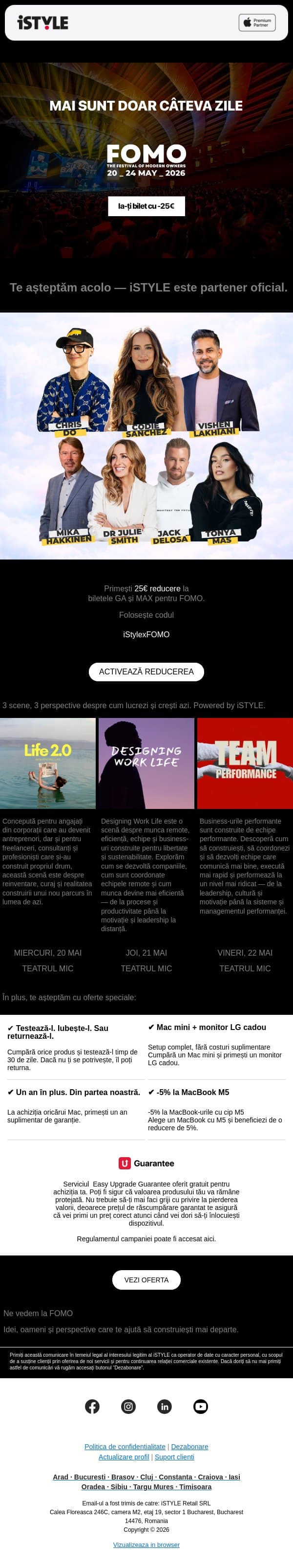 Ultimele zile pentru FOMO și ofertele iSTYLE. email from iSTYLE screenshot