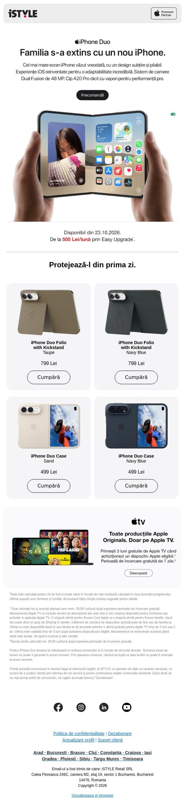 Precomandă acum noul iPhone Duo email from iSTYLE screenshot