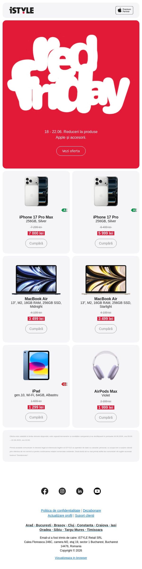 Red Friday a început! email from iSTYLE screenshot