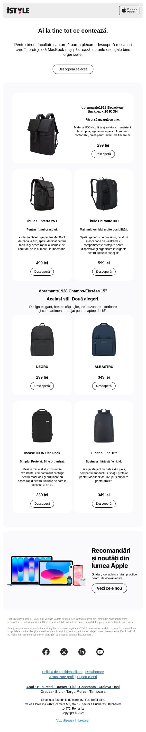 Ai la tine tot ce contează. 🎒 email from iSTYLE screenshot