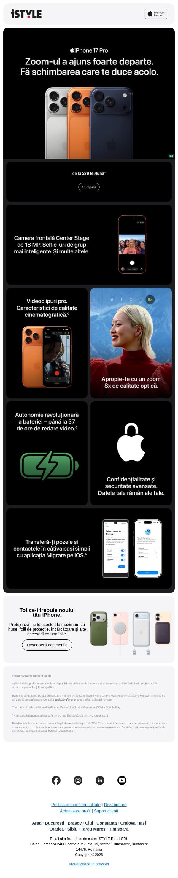 Treci la iPhone 17 Pro email from iSTYLE screenshot