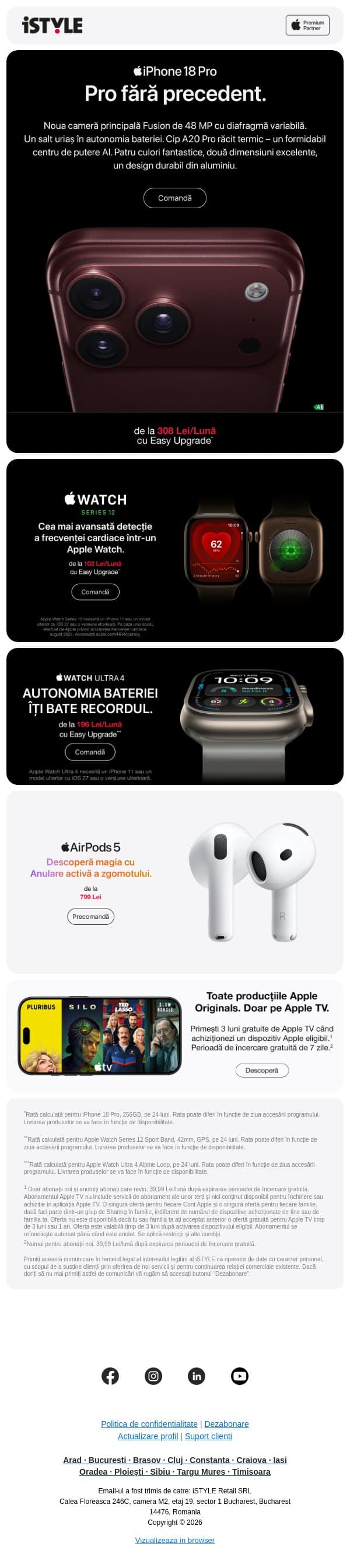 Comandă acum noutățile Apple! email from iSTYLE screenshot