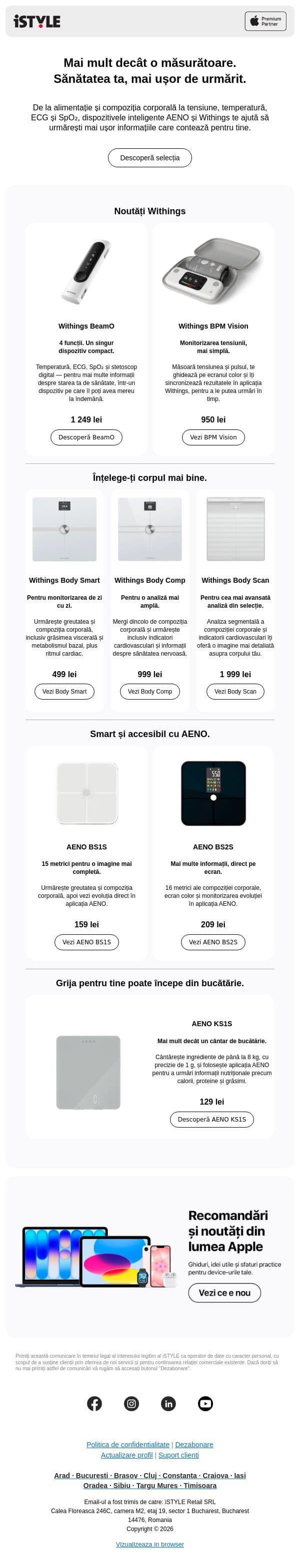 Sănătatea ta, mai ușor de urmărit email from iSTYLE screenshot