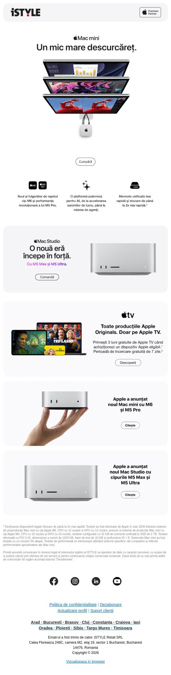 Comandă acum noile Mac mini și Mac Studio email from iSTYLE screenshot
