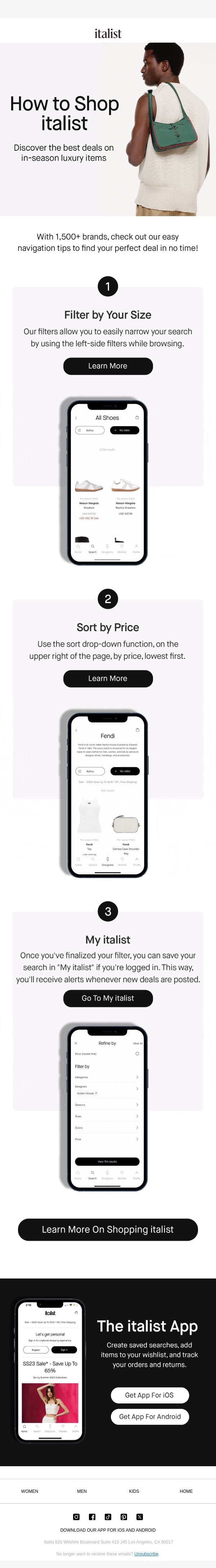 Get the most out of italist email from Italist screenshot