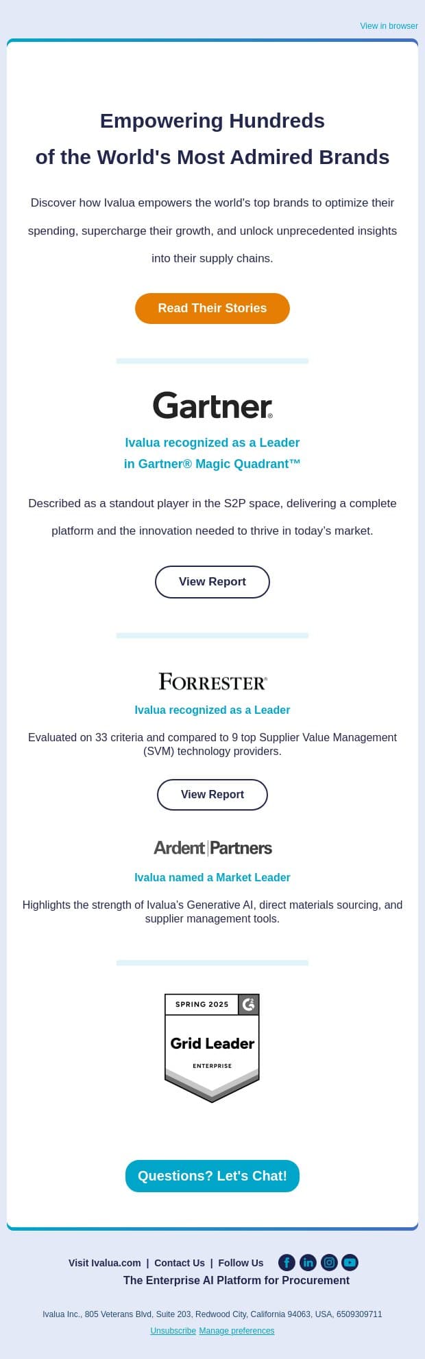 Aligning Procurement Goals with Modern Demands email from Ivalua screenshot