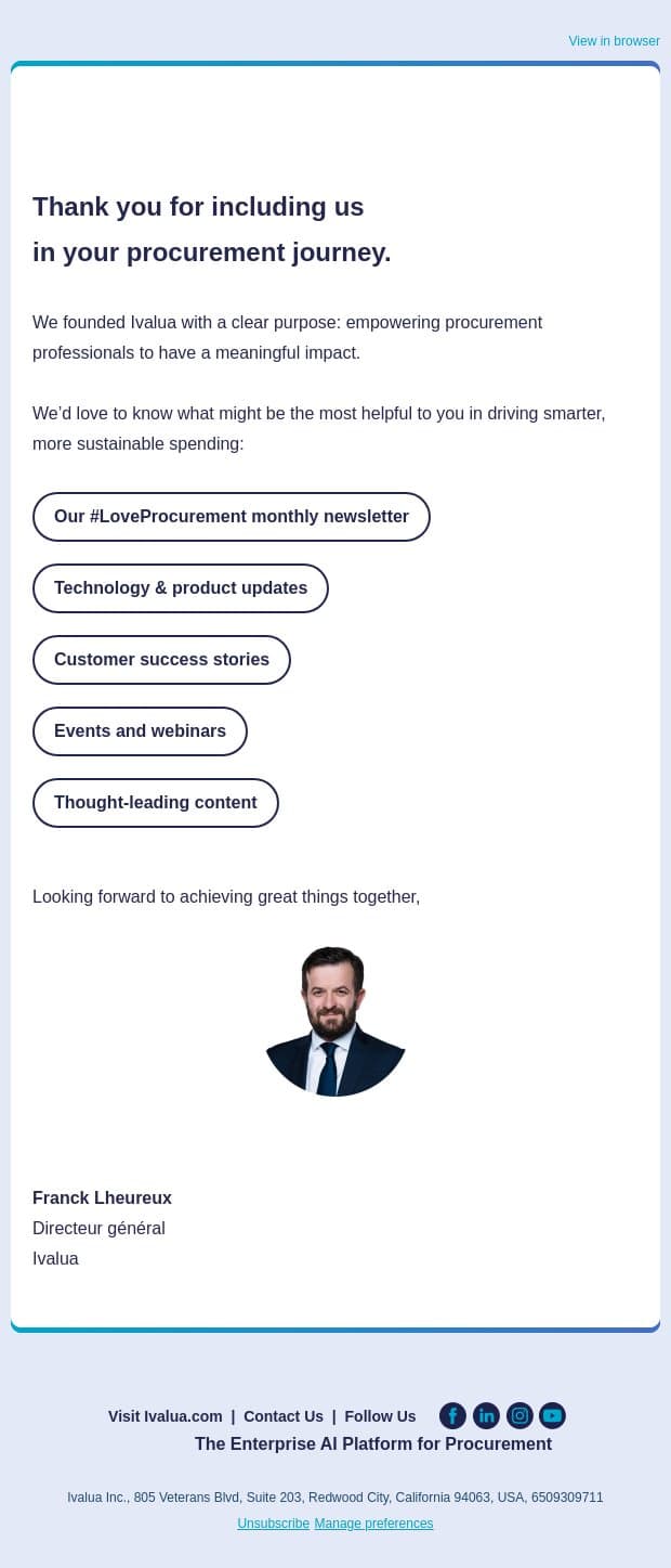 Let's Make This Relevant for You email from Ivalua screenshot