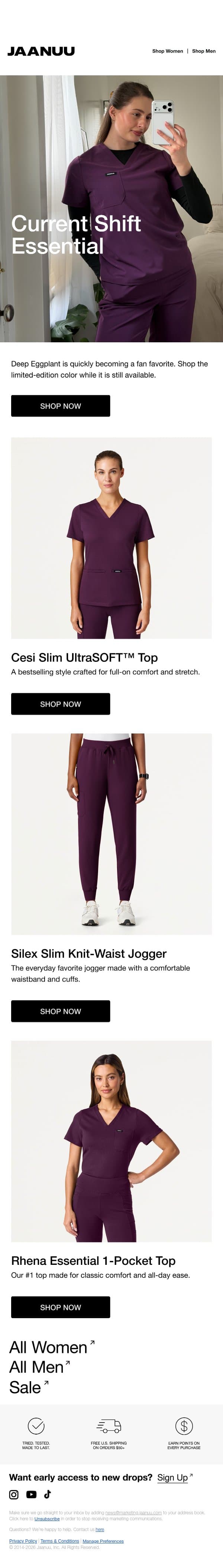 January Favorite: Deep Eggplant email from Jaanuu screenshot