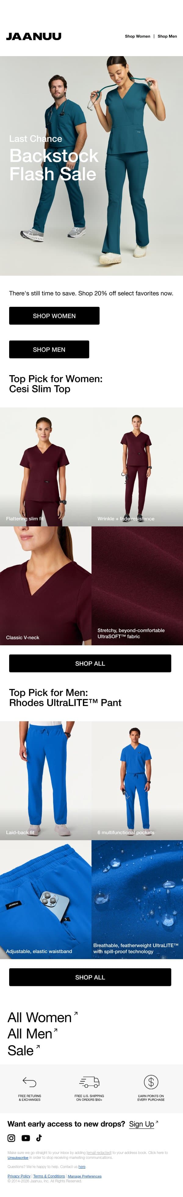 Flash Sale Ends Tonight email from Jaanuu screenshot