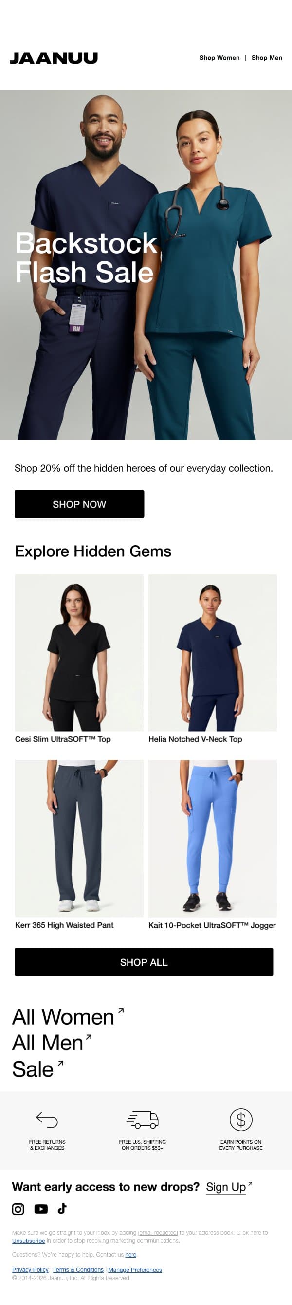 20% Off Starts Now email from Jaanuu screenshot
