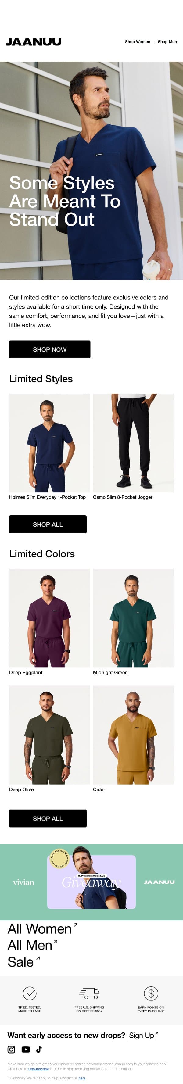 Limited Edition, Unlimited Style email from Jaanuu screenshot