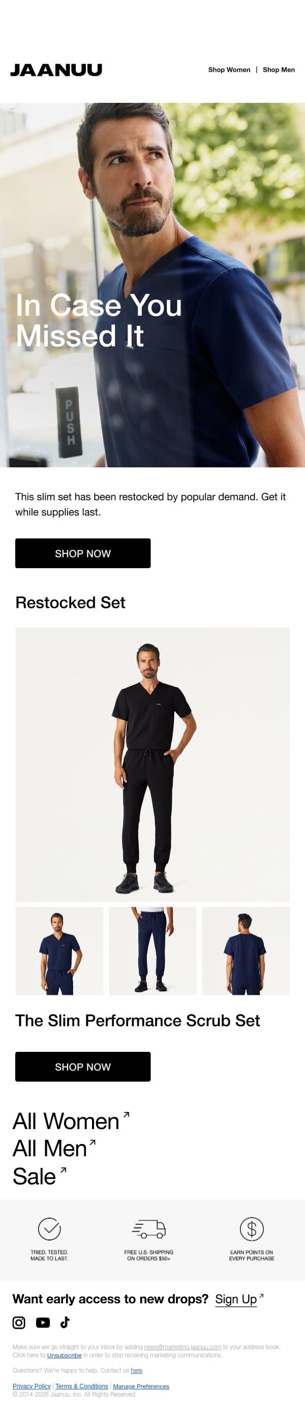 Did You Miss the Restock? email from Jaanuu screenshot
