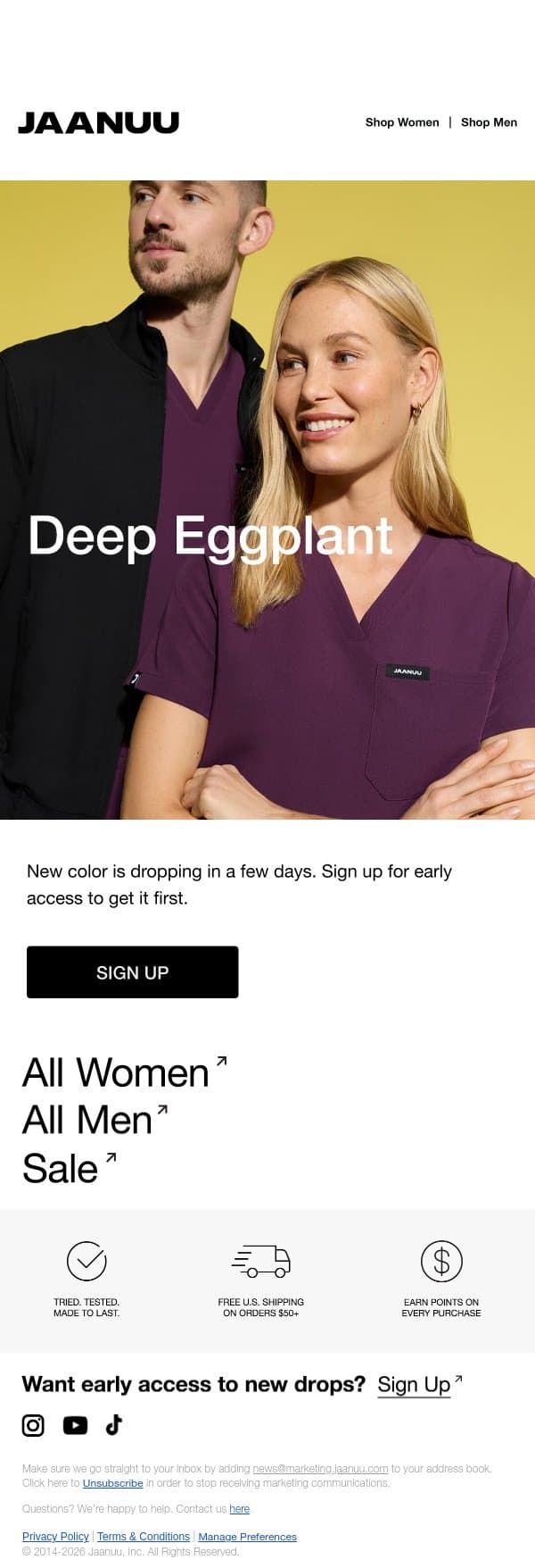 New Year. New Color. email from Jaanuu screenshot