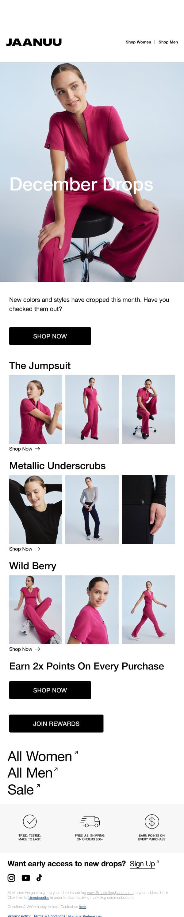 This Month's New Colors + Styles email from Jaanuu screenshot