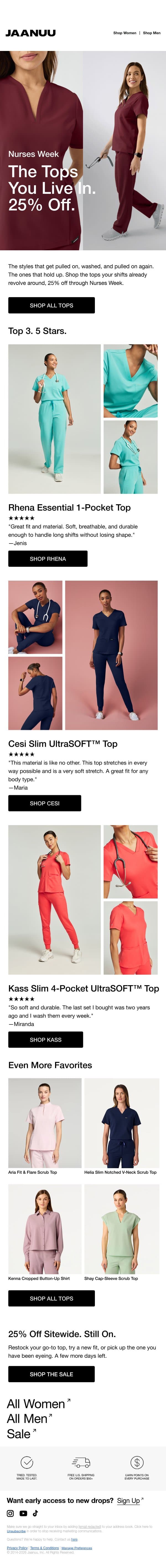 The Tops You Live In Now 25% Off email from Jaanuu screenshot