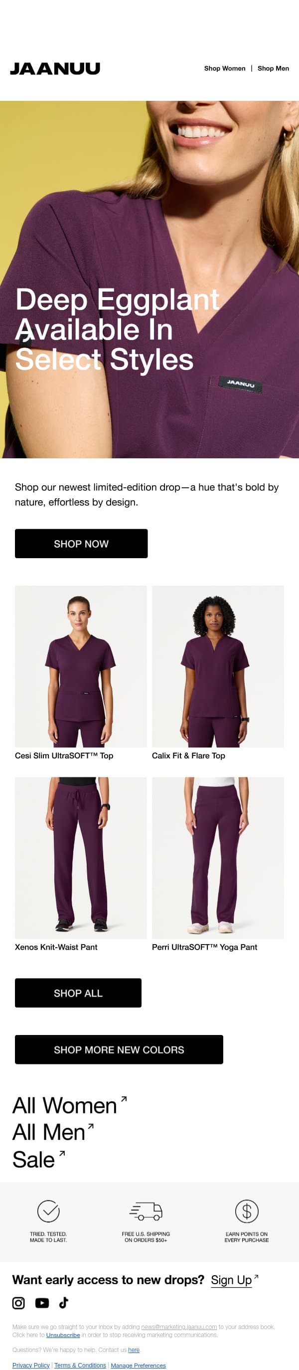 New Color. Same Favorite Styles. email from Jaanuu screenshot