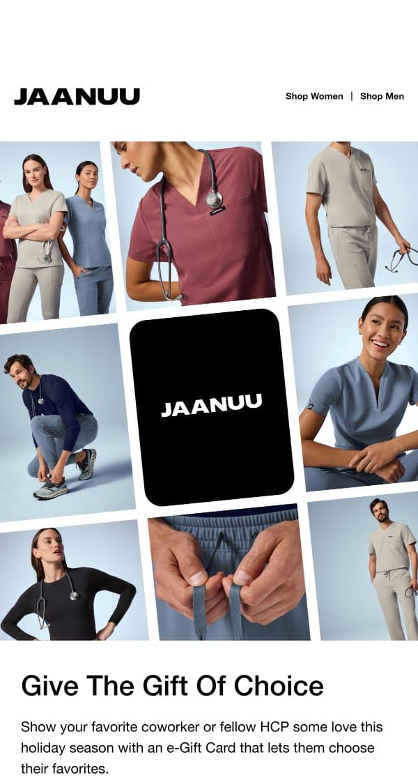 The Easiest Holiday Gift: A JAANUU Gift Card email from Jaanuu screenshot