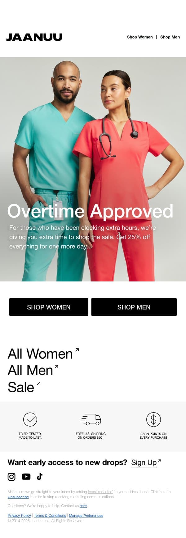 Extended: 25% Off Sitewide email from Jaanuu screenshot