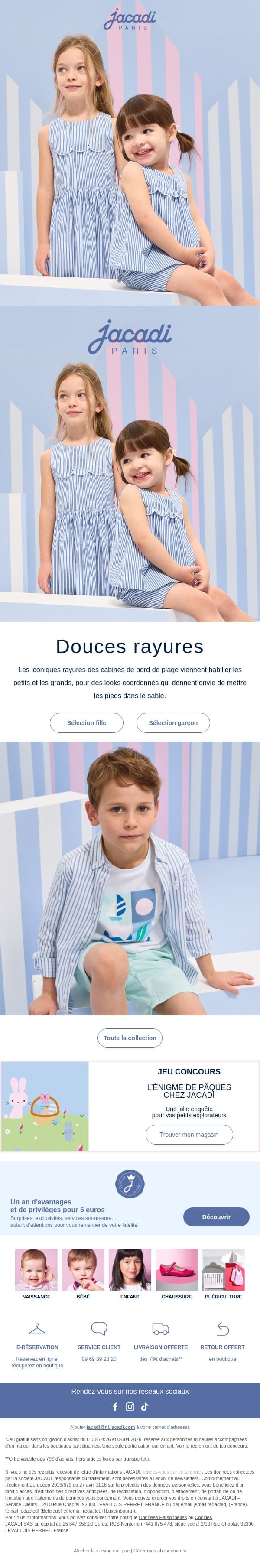 Rayures iconiques pour looks printaniers email from Jacadi screenshot
