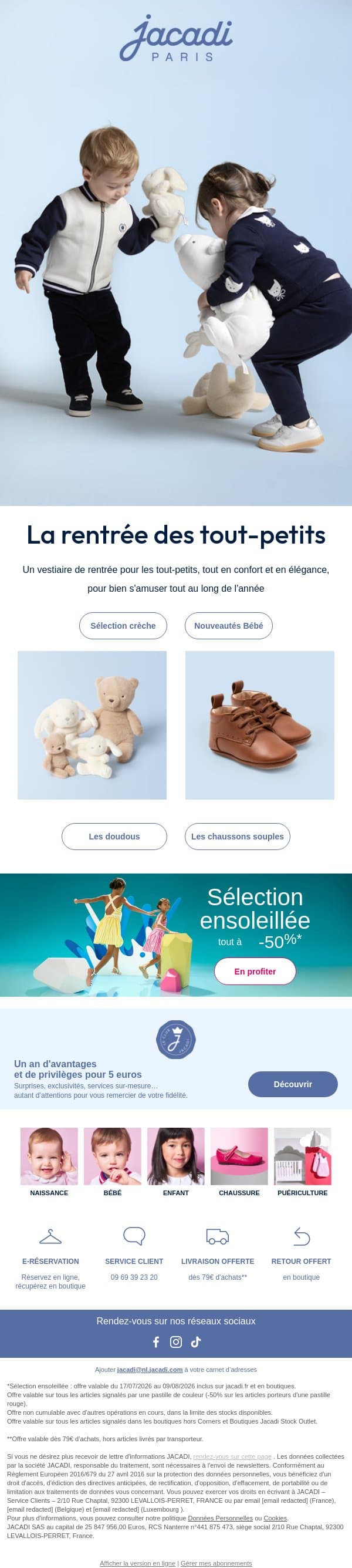 Petite rentrée email from Jacadi screenshot