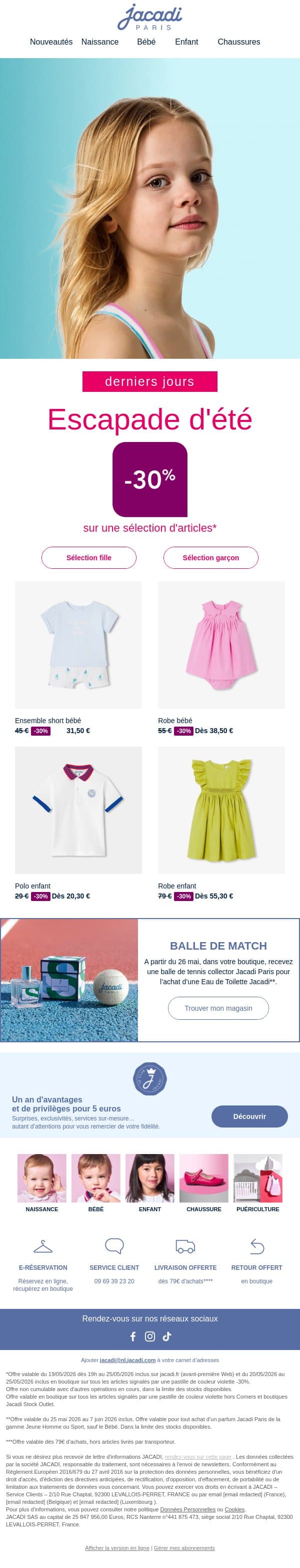 Derniers jours : -30% sur une sélection été email from Jacadi screenshot