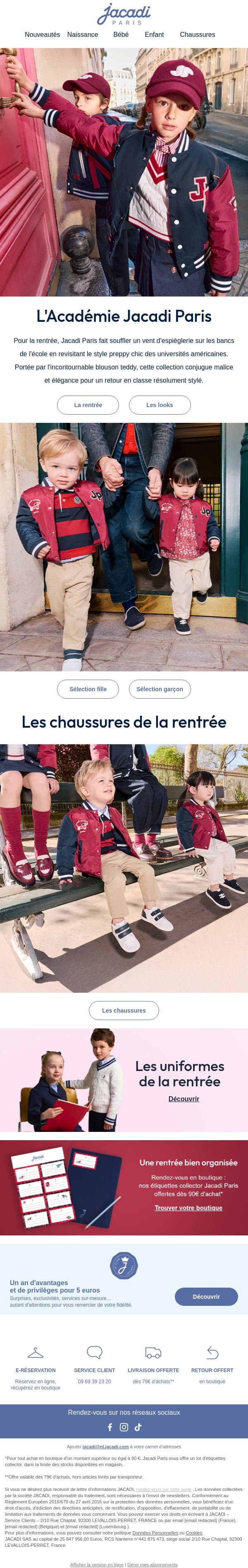 La Rentrée Jacadi Paris email from Jacadi screenshot