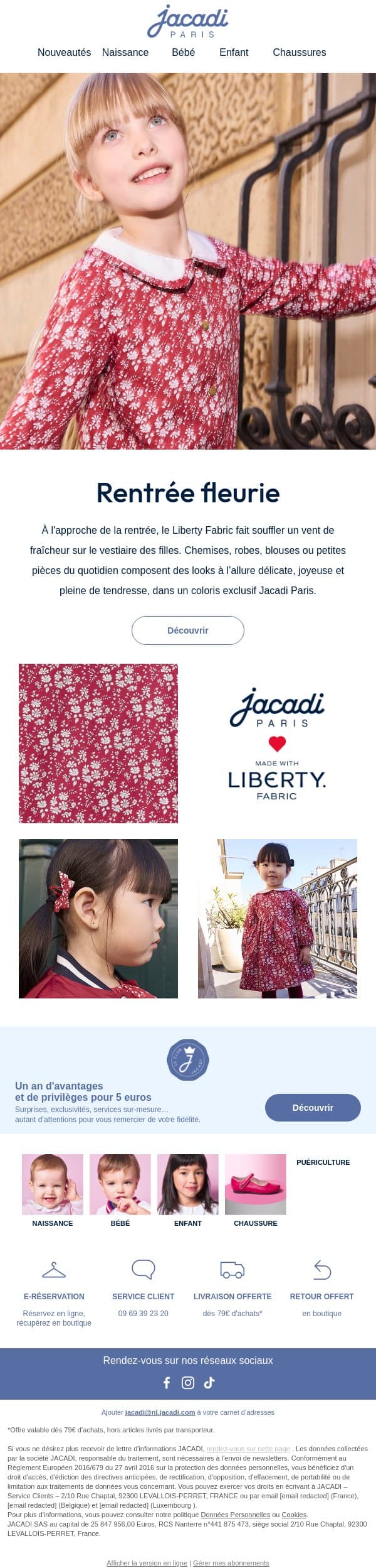 Un vent de fraîcheur dans la cour de récré email from Jacadi screenshot