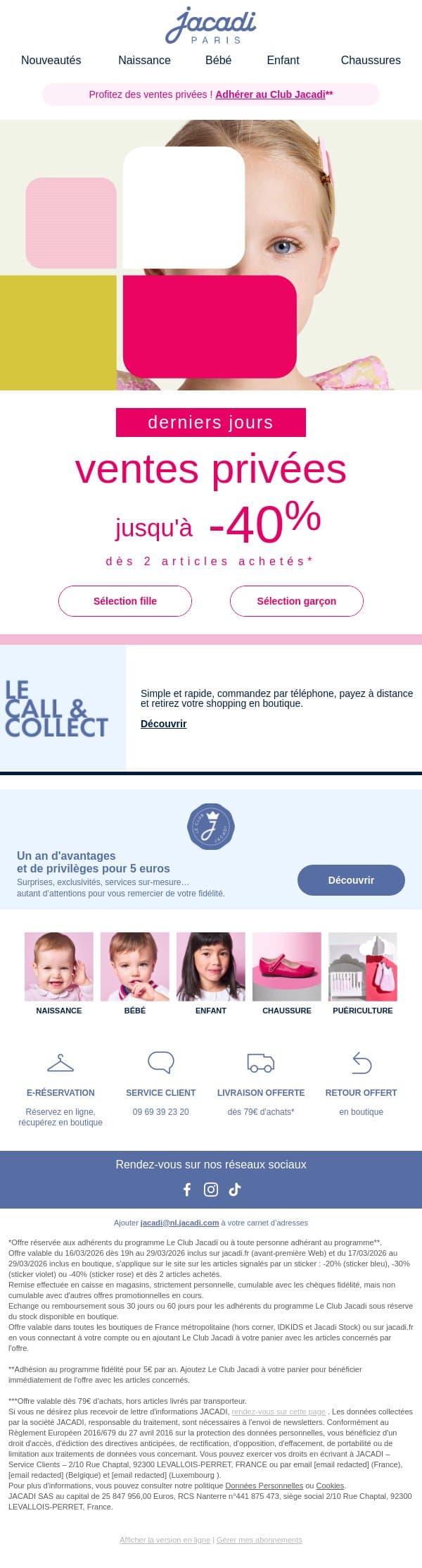 ⏳Derniers jours : jusqu’à -40% ! email from Jacadi screenshot