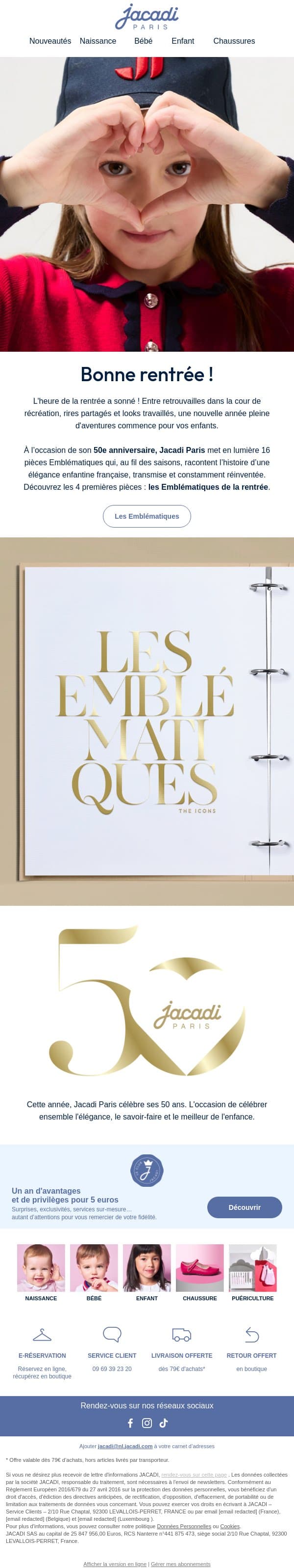 Bonne rentrée ! email from Jacadi screenshot