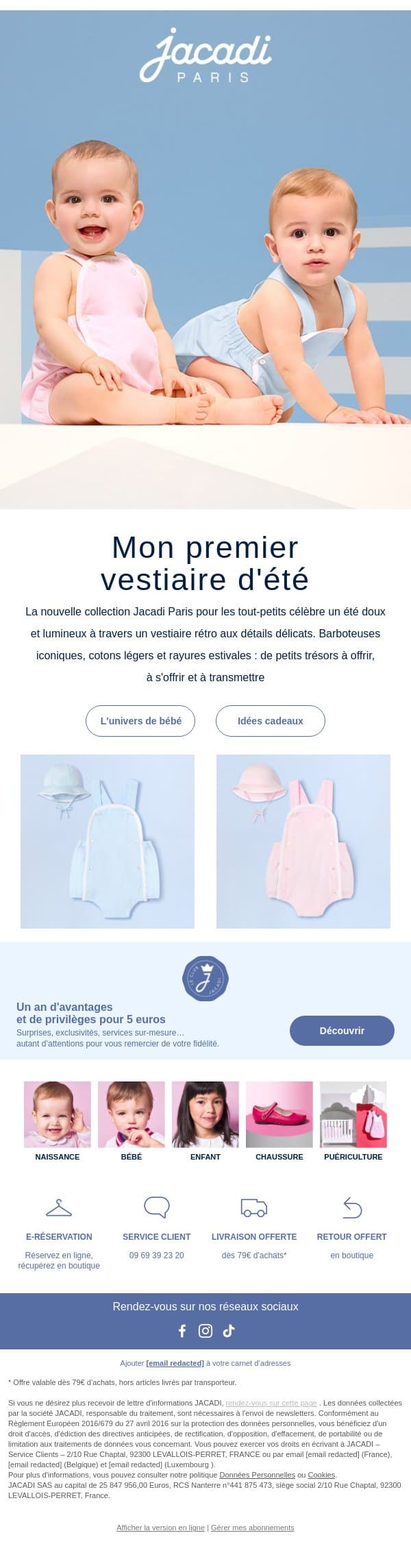 Premiers jours d'été email from Jacadi screenshot