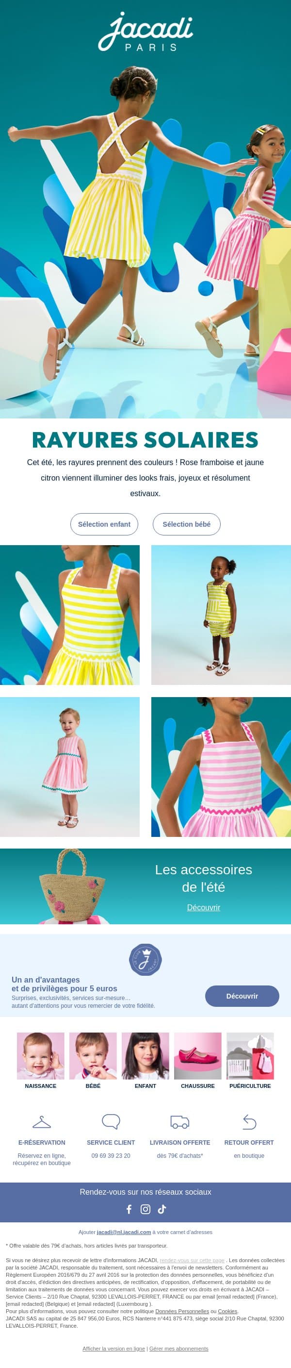 Couleurs solaires et jolies rayures email from Jacadi screenshot