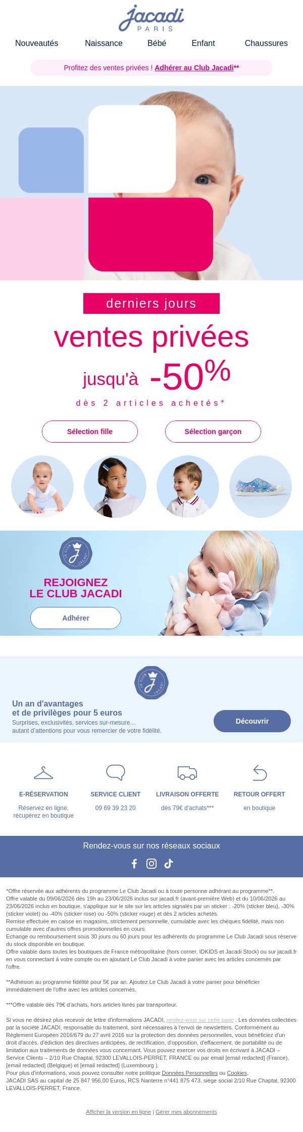⏳Derniers jours : jusqu’à -50% email from Jacadi screenshot