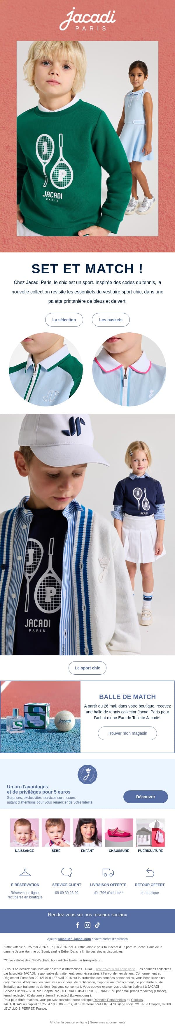 🎾 Chic, set et match email from Jacadi screenshot