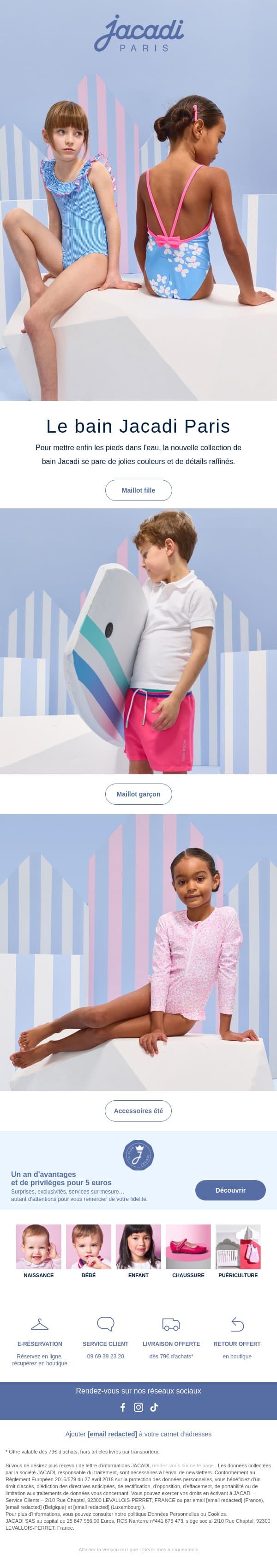 🌊 Les nouveaux maillots de bain email from Jacadi screenshot