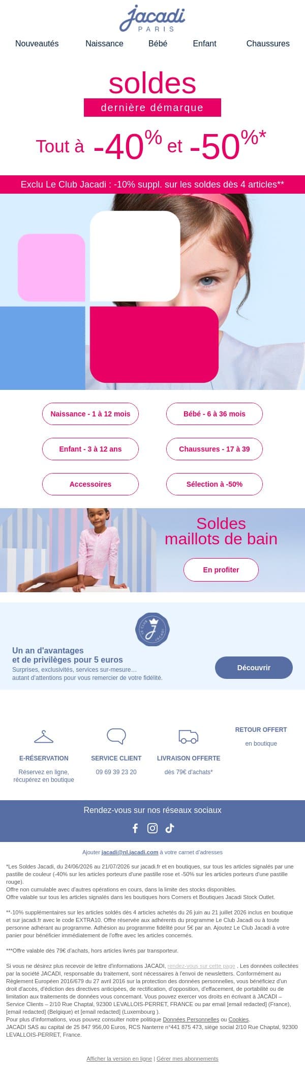 ☀️ Soldes brûlants : tout à -40% et -50% ! email from Jacadi screenshot