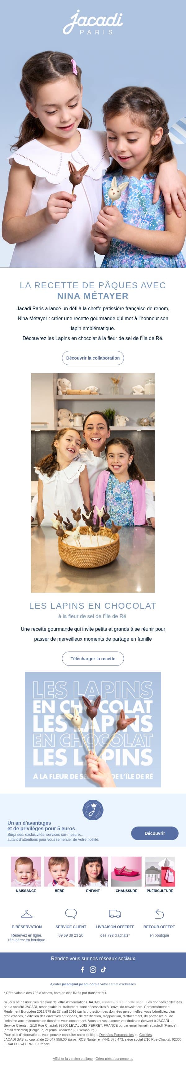 🐰Joyeuses Pâques avec Nina Métayer ! email from Jacadi screenshot