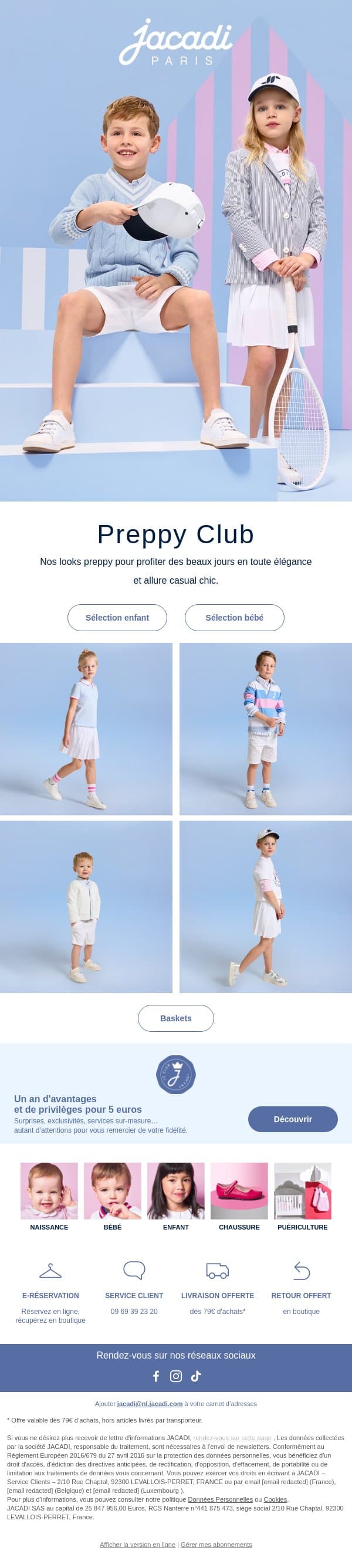 Looks preppy pour les beaux jours ! email from Jacadi screenshot