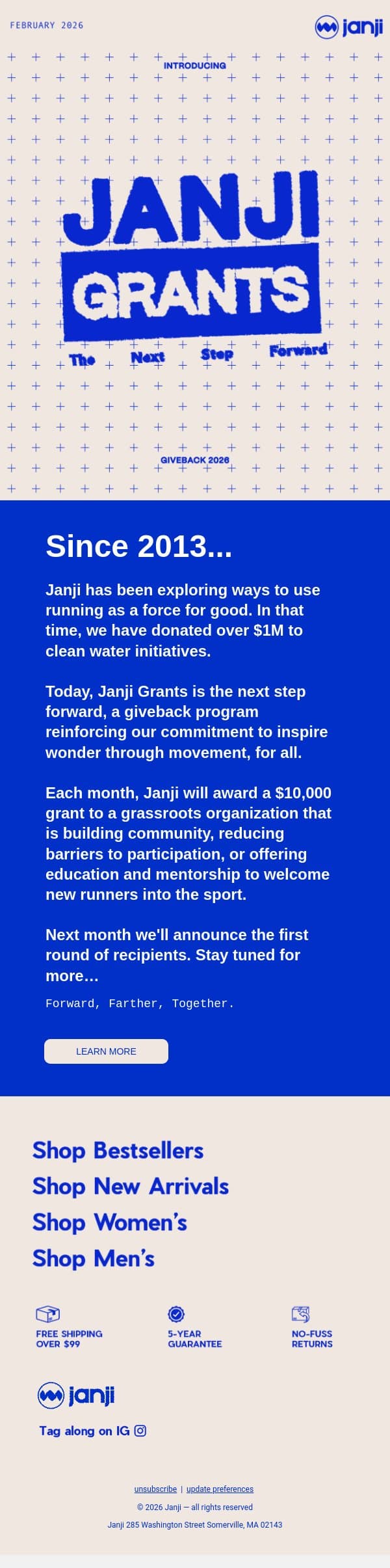 Introducing Janji Grants email from Janji screenshot