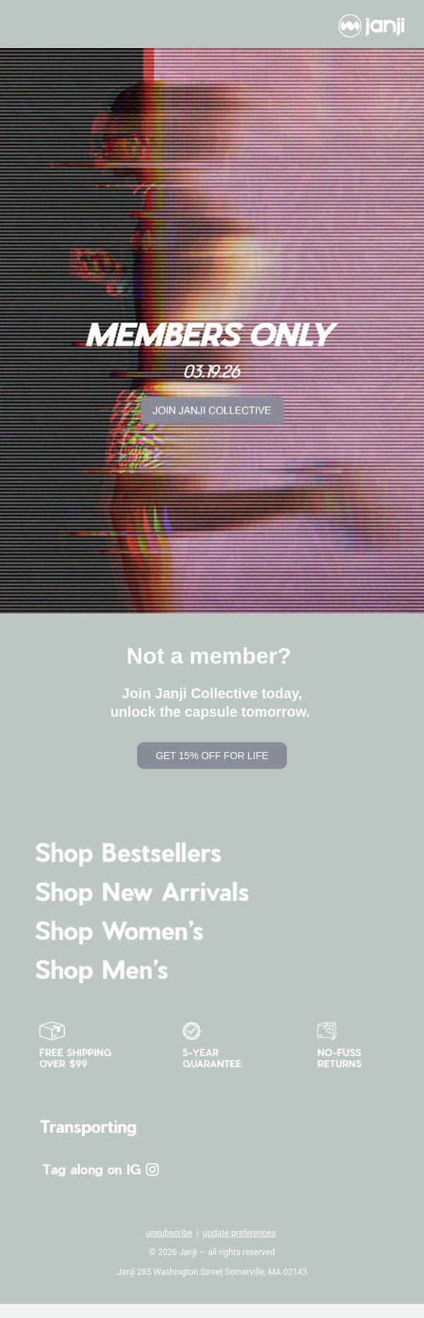 NEW PRINTS LOADING… email from Janji screenshot